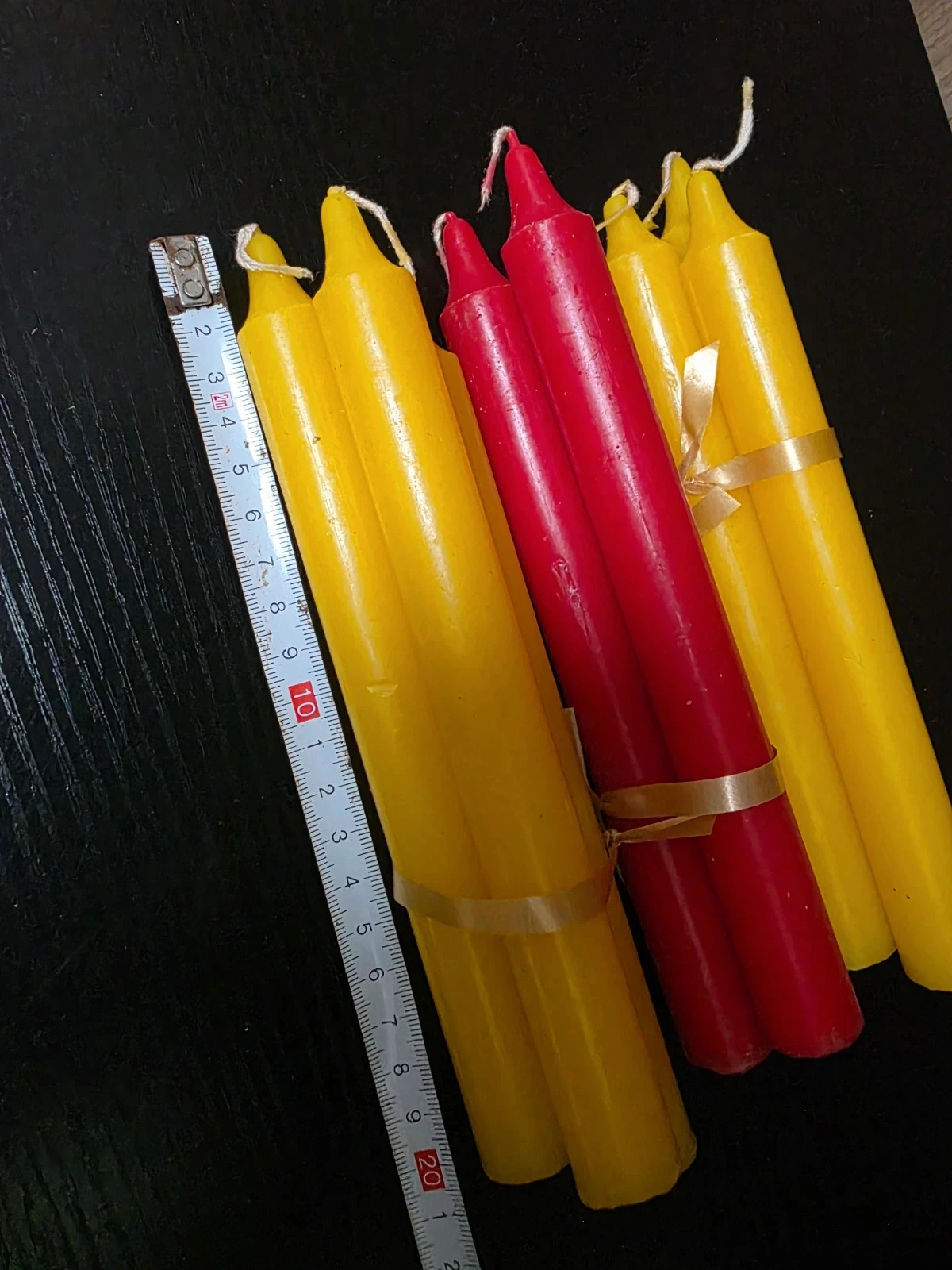 Lot of 9 red and yellow taper candles – photo 4